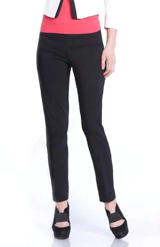 Faux Pocket Ankle Pants In Black