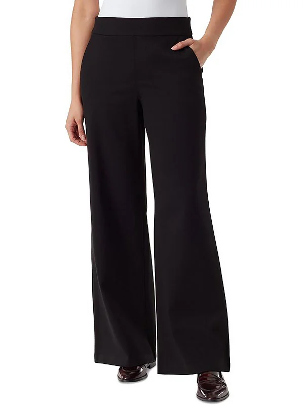 Womens Ponte High-Rise Wide Leg Pants