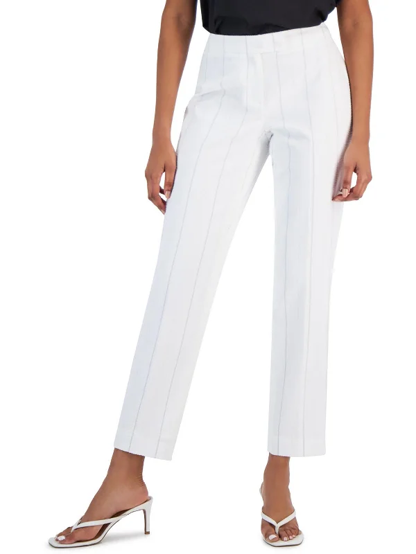 Womens Striped Office Straight Leg Pants