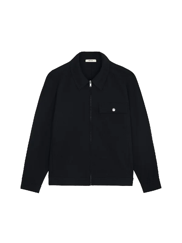 Womens DNA Cotton Linen Harrington Jacket—black