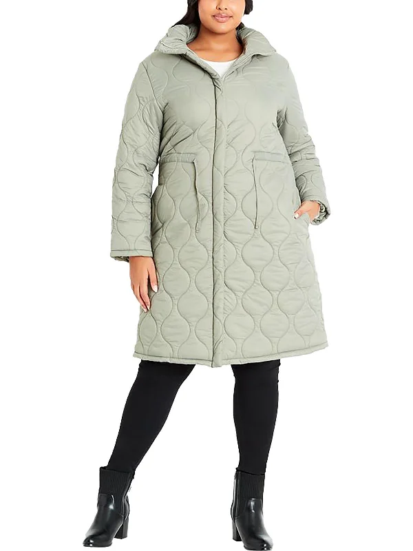 Plus Womens Puffer Long Quilted Coat