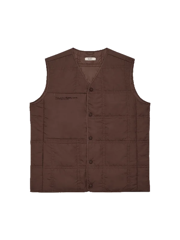 Womens Flower-Warmth Quilted Gilet—chestnut brown