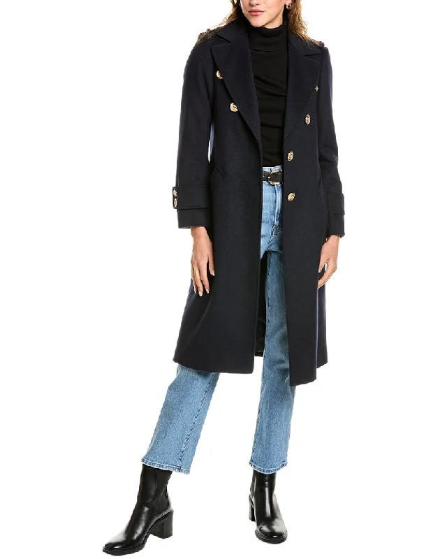 Sam Edelman Single-Breasted Military Wool-Blend Coat