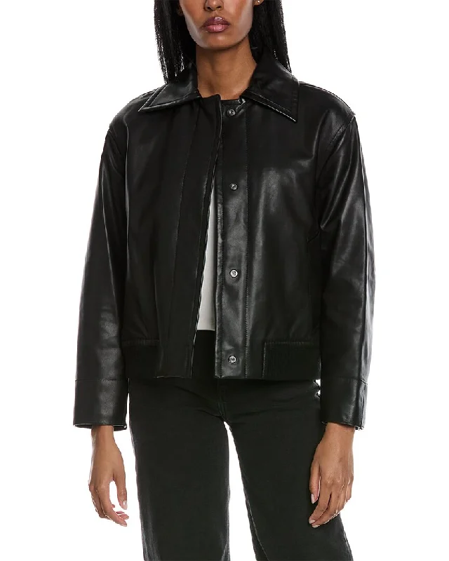 Vince Leather Bomber Jacket