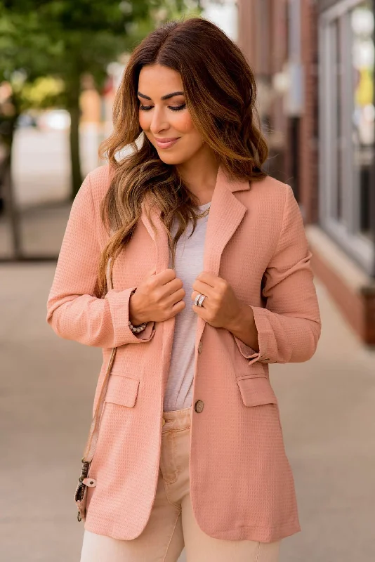 Waffled Side Slit Blazer